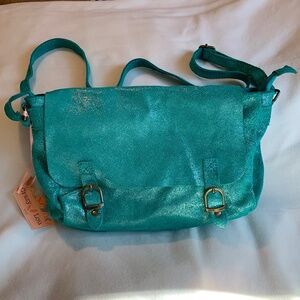 Teal Metallic Leather Bag